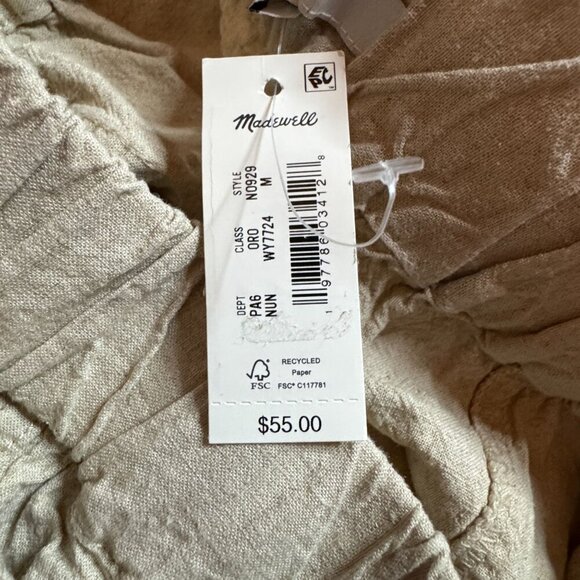 Madewell Womens Pull On Linen-Blend Elastic Waist Shorts Pockets Beige Large NWT - Picture 5 of 8